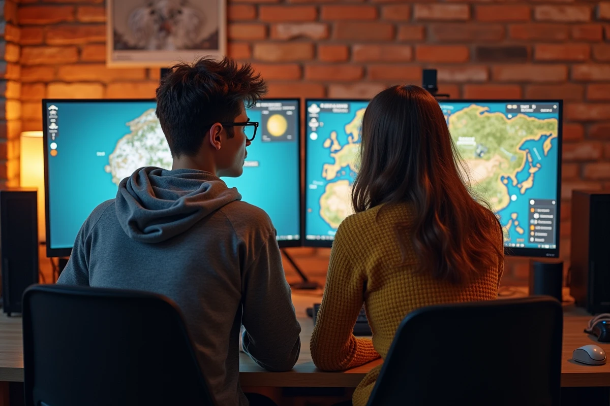 Deux joueurs Dofus analysant les bonus d'expérience disponibles dans une zone mixte du jeu