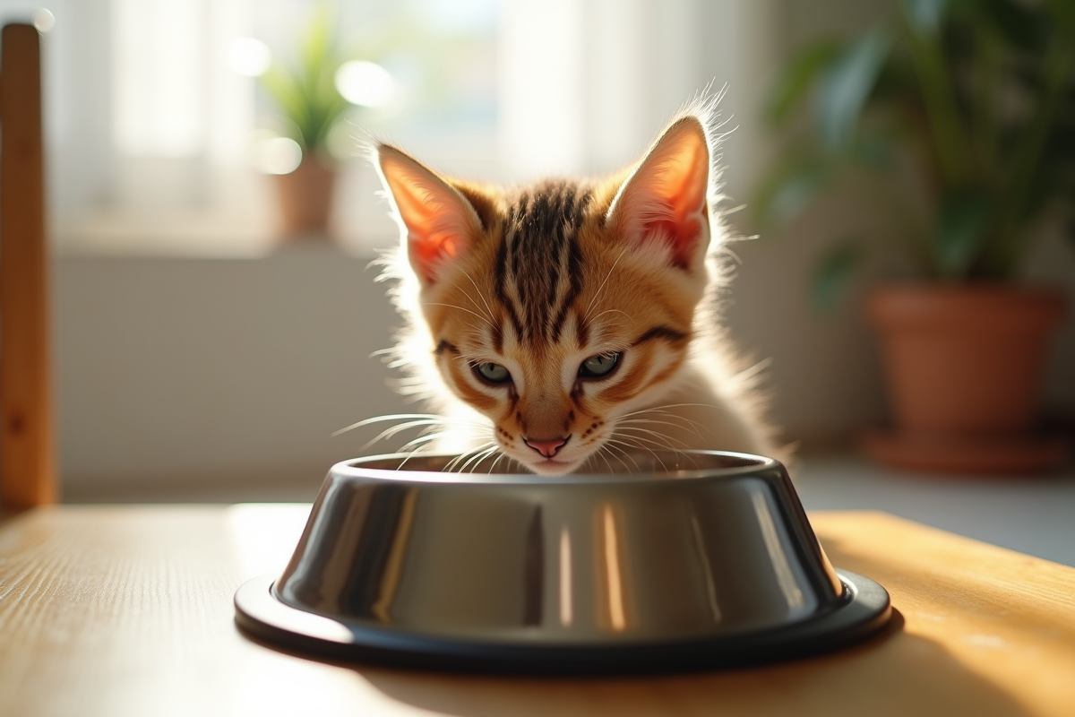 Chaton buvant de l