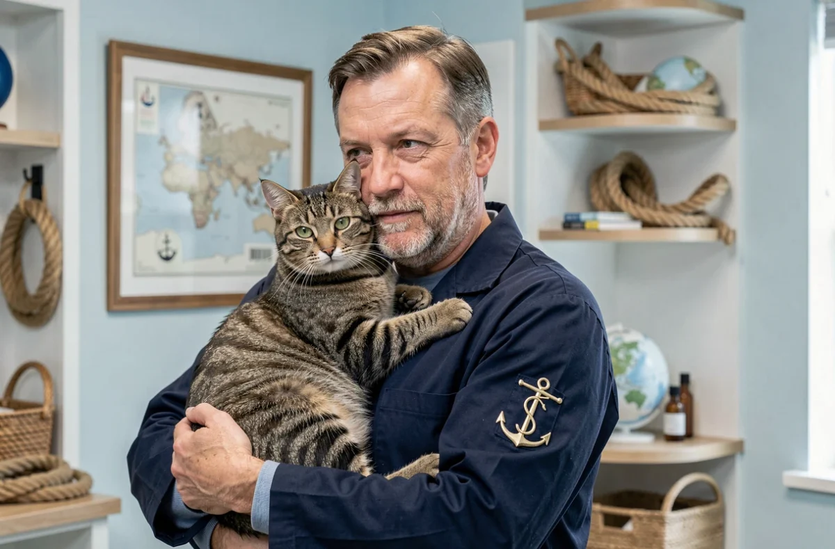 Vétérinaire tenant un chat roux dans la Clinique vétérinaire des Corsaires en Ille-et-Vilaine