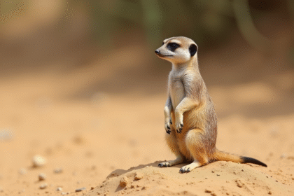 Suricate en alerte sur un monticule de sable en plein jour